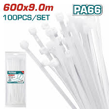 [TOT-THTCT6001] Collier Plastique 600x9mm Blanc Sachet 100pcs THTCT6001