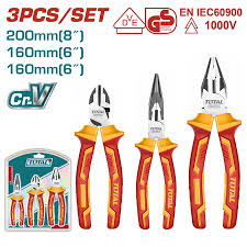 [TOT-THT2K0302] Set De 3 Pinces Isolés Elec Pince Plate,Coupante, A Bec THT2K0302