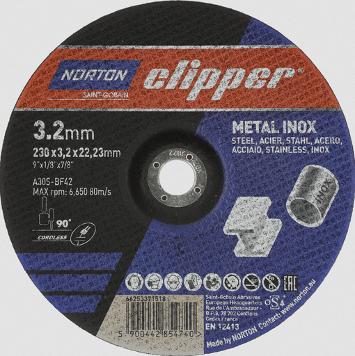 [SAI-A30S] Disque A Tronconner Metal/Inox 230x3,2x22,23 ABPRO P.U